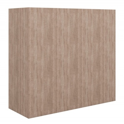 Caixa retangular de tecido castanho claro com padrão texturado