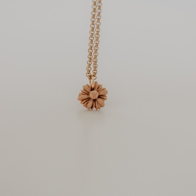 Colar dourado com pingente em forma de flor castanha