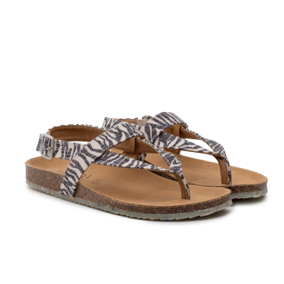 Sandálias tipo chinelo zebra com sola de cortiça