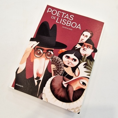 Capa do livro Poetas de Lisboa com caricaturas de várias figuras