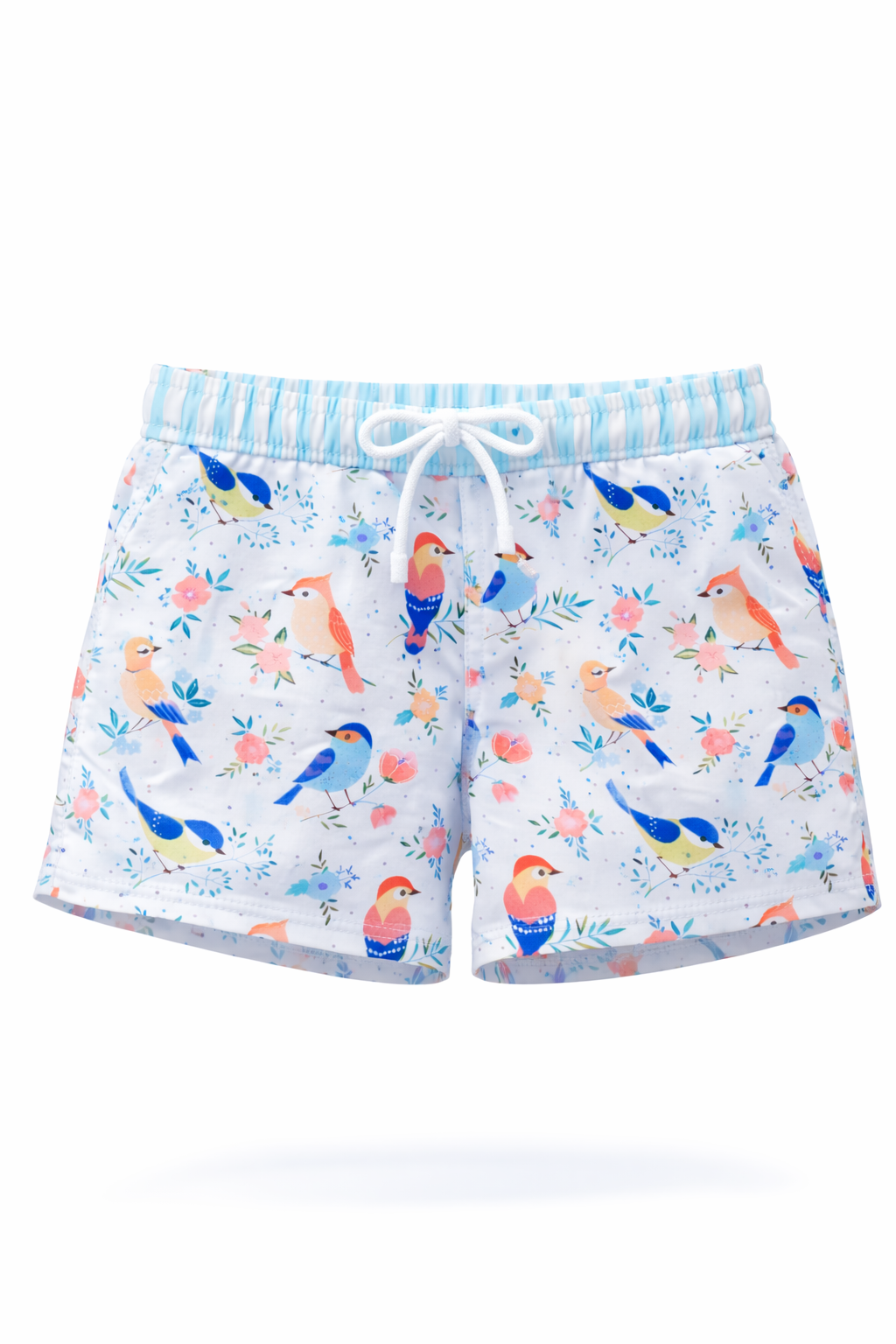 Calção de Banho Bird Calções de banho com padrão de pássaros coloridos e flores