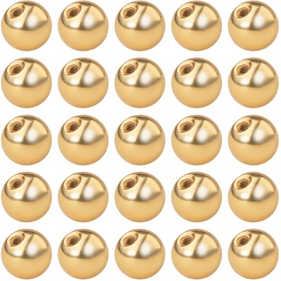 Esferas douradas metálicas com orifício roscado em formato 5x5