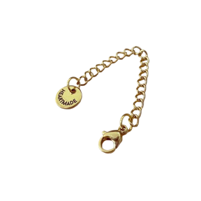 Extensor de corrente dourado com fecho e pendente 'HANDMADE'