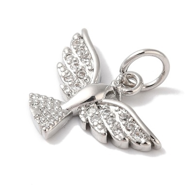 pingente metálico prateado em forma de pássaro com cristais