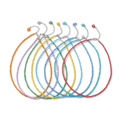 Pulseiras finas de contas coloridas em várias cores com fechos de metal prateado