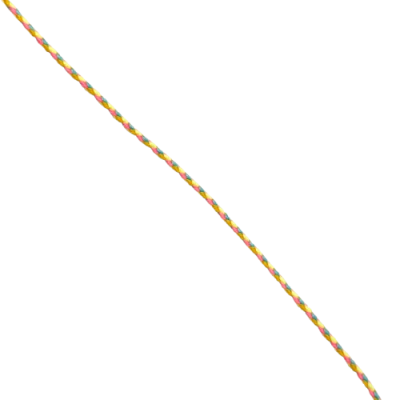 Corda fina trançada com fios verde, amarelo e vermelho
