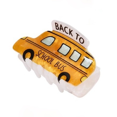 Prendedor de cabelo com desenho de autocarro escolar