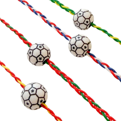 Pulseiras trançadas coloridas com conta em forma de bola de futebol