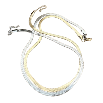 Colares finos dourado e prateado com fecho e corrente extensor
