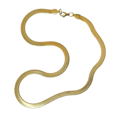 Colar dourado com padrão entrelaçado e fecho de mola