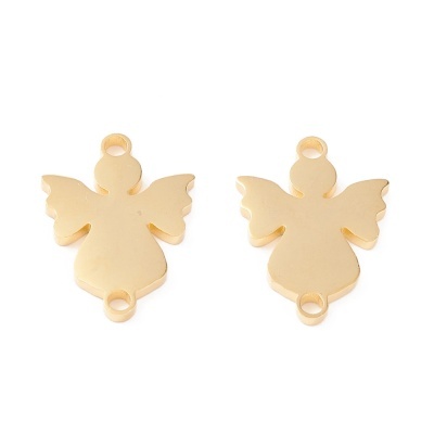Pendurentes dourados em forma de anjo com orifícios para fixação