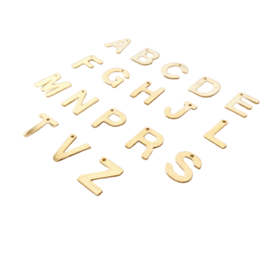 Letras do alfabeto metálicas douradas para pendurar