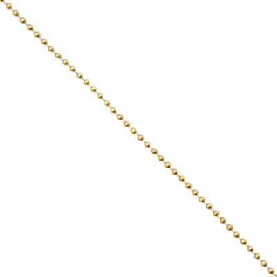Corrente fina de bolas metálicas douradas alinhadas