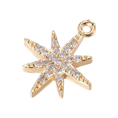 Pendente estrela dourada com pedras brilhantes