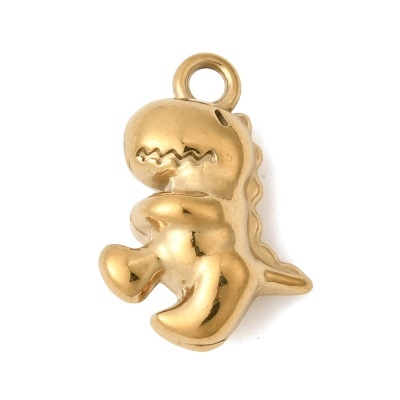 Medalha em forma de dinossauro dourado com fecho para pendurar