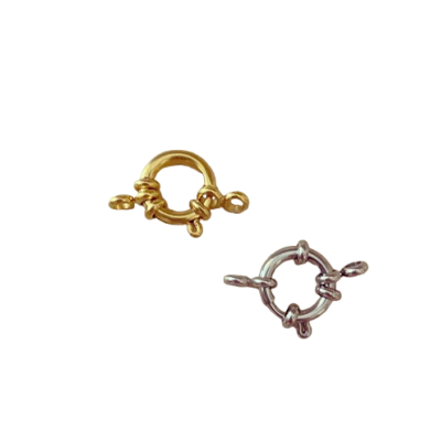 Fechos redondos de metal dourado e prateado para joias