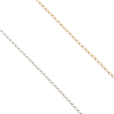 Correntes fina dourada e prateada com elos pequenos