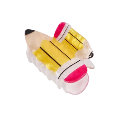 Presilha de cabelo transparente com design de lápis colorido