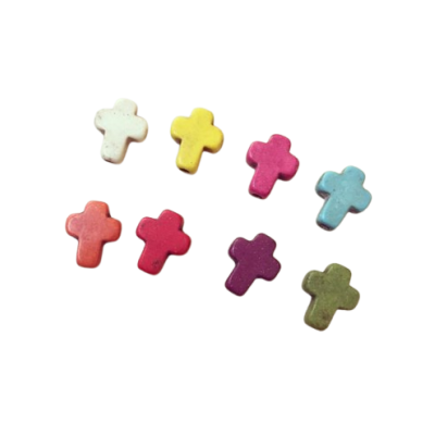 Oito contas coloridas em forma de cruz