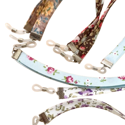 Cordões para óculos florais em tecido com encaixe metálico