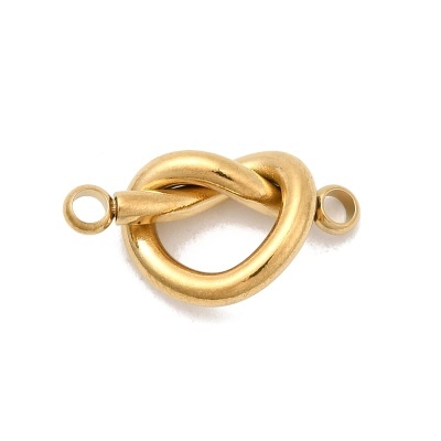 Fecho dourado de joalharia em forma de nó com argolas nas extremidades