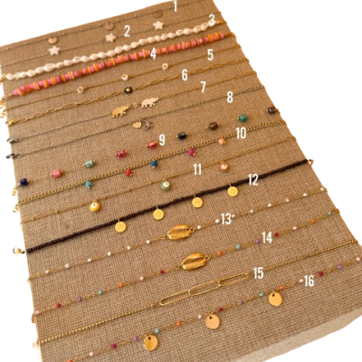 Pulseiras finas numeradas em tecido tipo juta