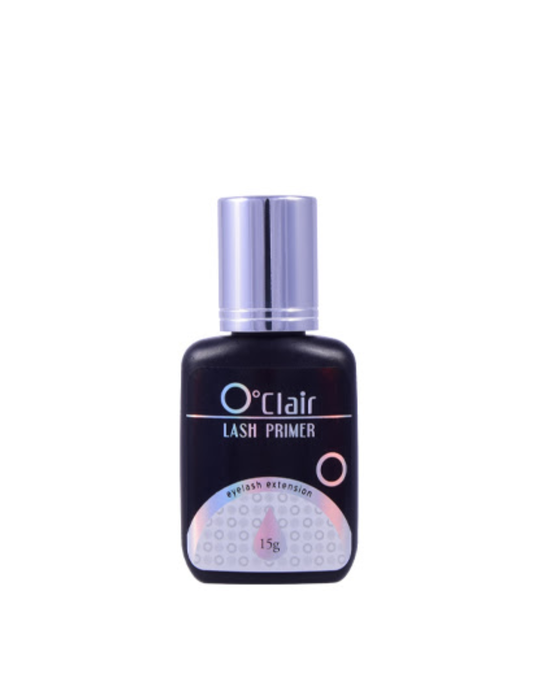 O’Clair Lash Primer – Preparador Profissional para Extensões de Pestanas Frasco preto de O°Clair Lash Primer com tampa prateada