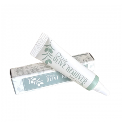 Tubo branco de hidratante O'clair Olive Remover com caixa