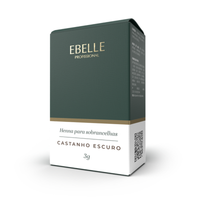 Embalagem de Henna para sobrancelhas castanho escuro da EBELLE PROFISSIONAL