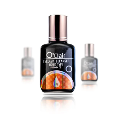 Frasco preto O'clair Eyelash Cleanser para extensão de pestanas