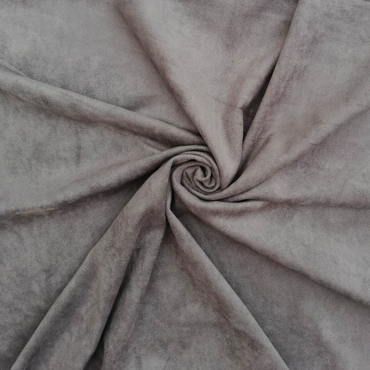 tecido cinzento em microfibra com textura suave e aveludada