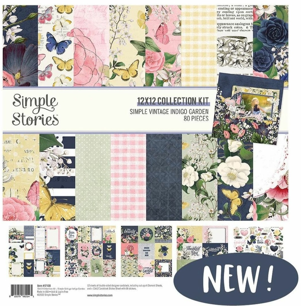 Kit de papel para colagem vintage simples com flores e borboletas em vários padrões e cores