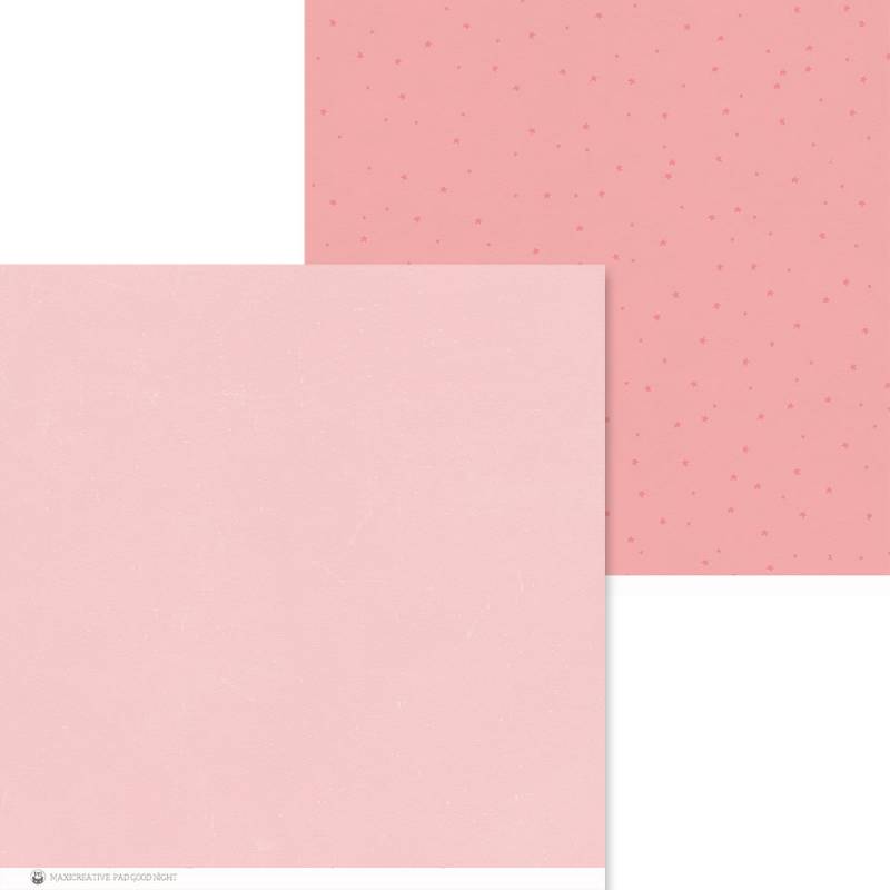 Papel de scrapbook rosa com padrão de estrelas e rosa liso