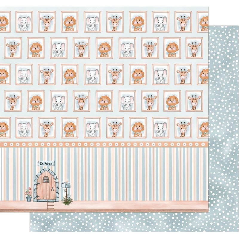 Papel de parede infantil com animais e padrões coloridos