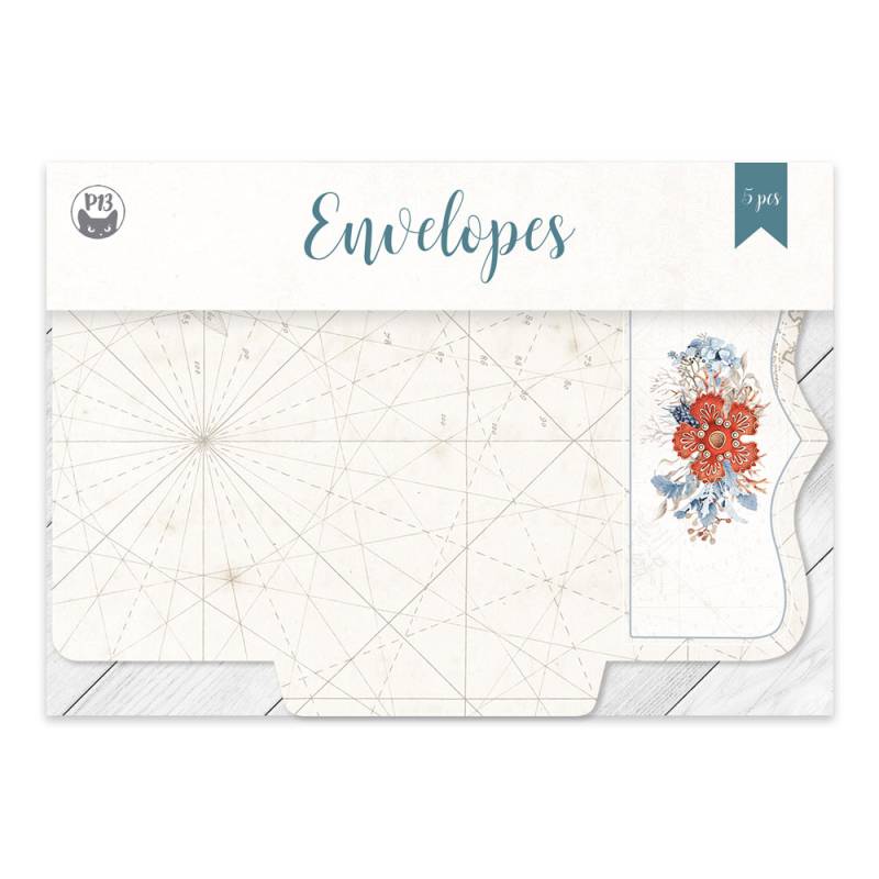 conjunto de envelopes decorativos com padrão e flores em embalagem branca