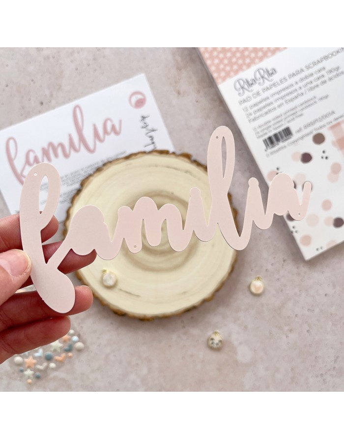 Autocolante acrílico rosa com palavra 