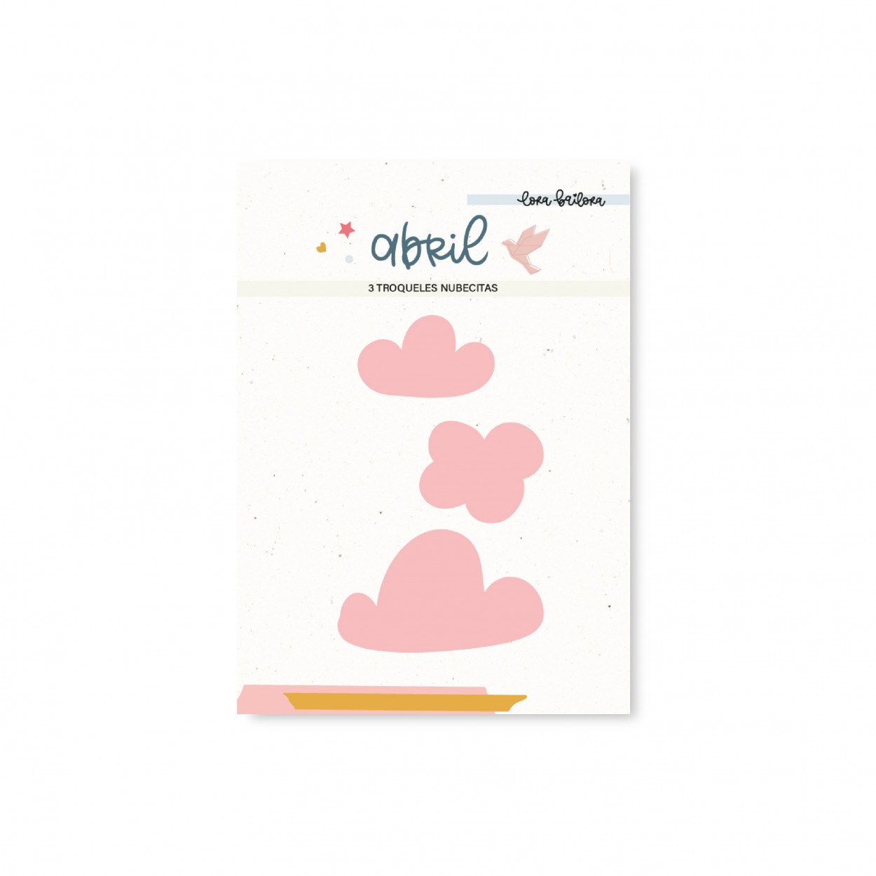 Conjunto de 3 troquelados autocolantes em rosa com formas de nuvens