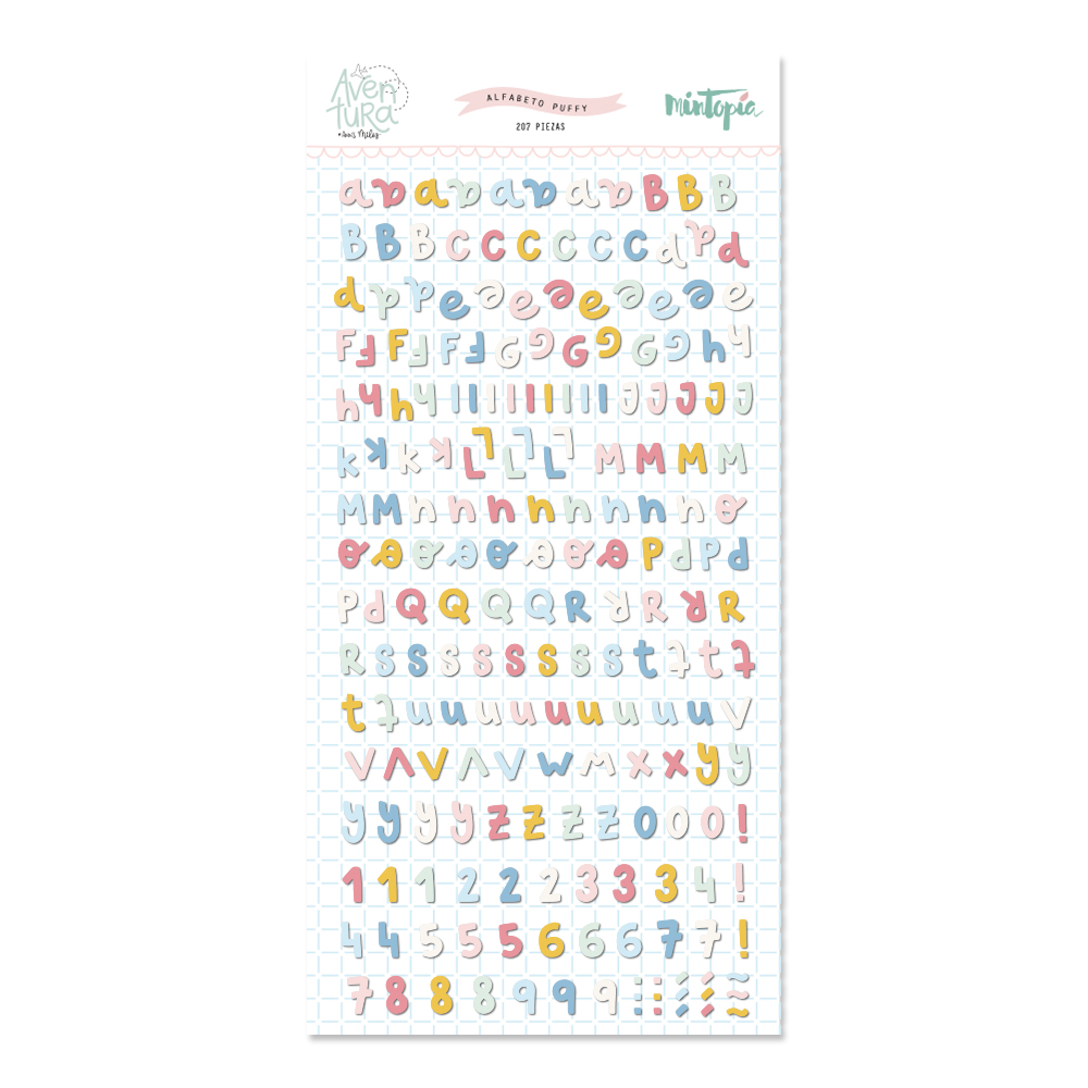 Pack de autocolantes alfabéticos e numéricos coloridos