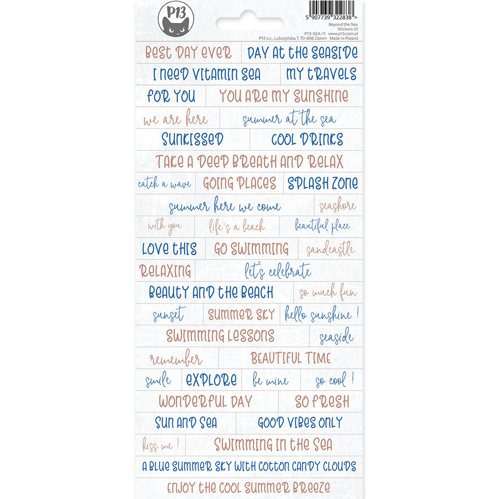 Papel de autocolantes com frases decorativas coloridas