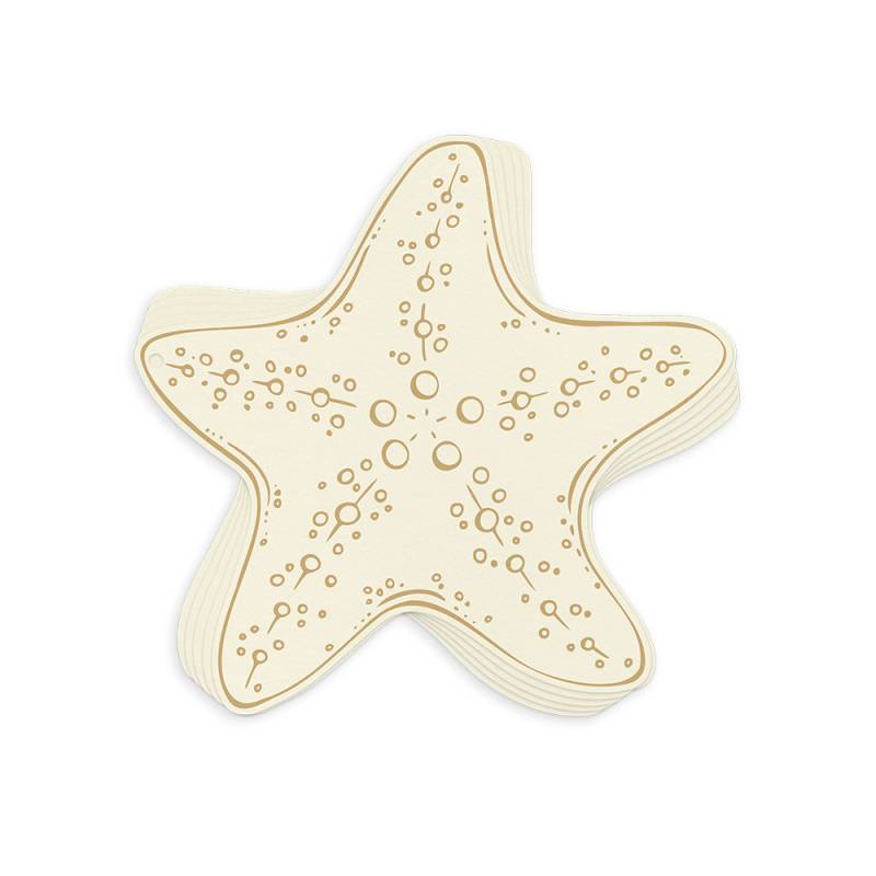 Guardanapos de papel em forma de estrela do mar bege com padrão de bolhas castanhas
