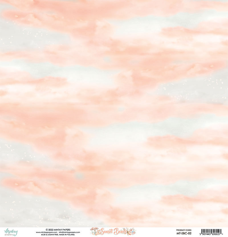 Papel decorativo com padrão de nuvens em tons de rosa e branco