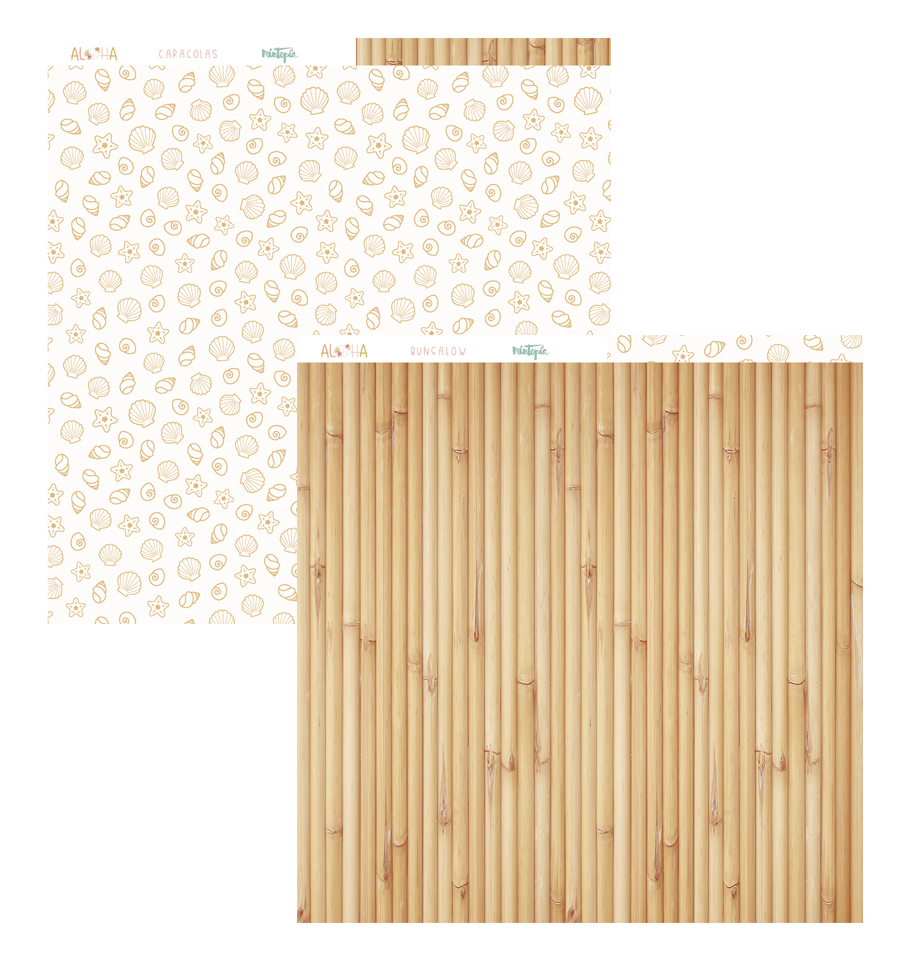 Papel de scrapbooking com padrão de amendoins e padrão de bambu