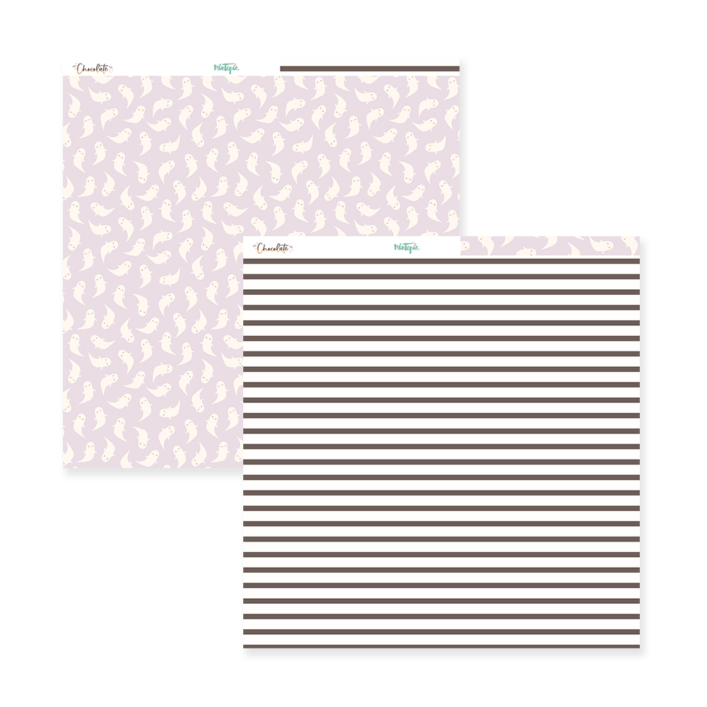 Papel decorativo com padrões de folhas e riscas