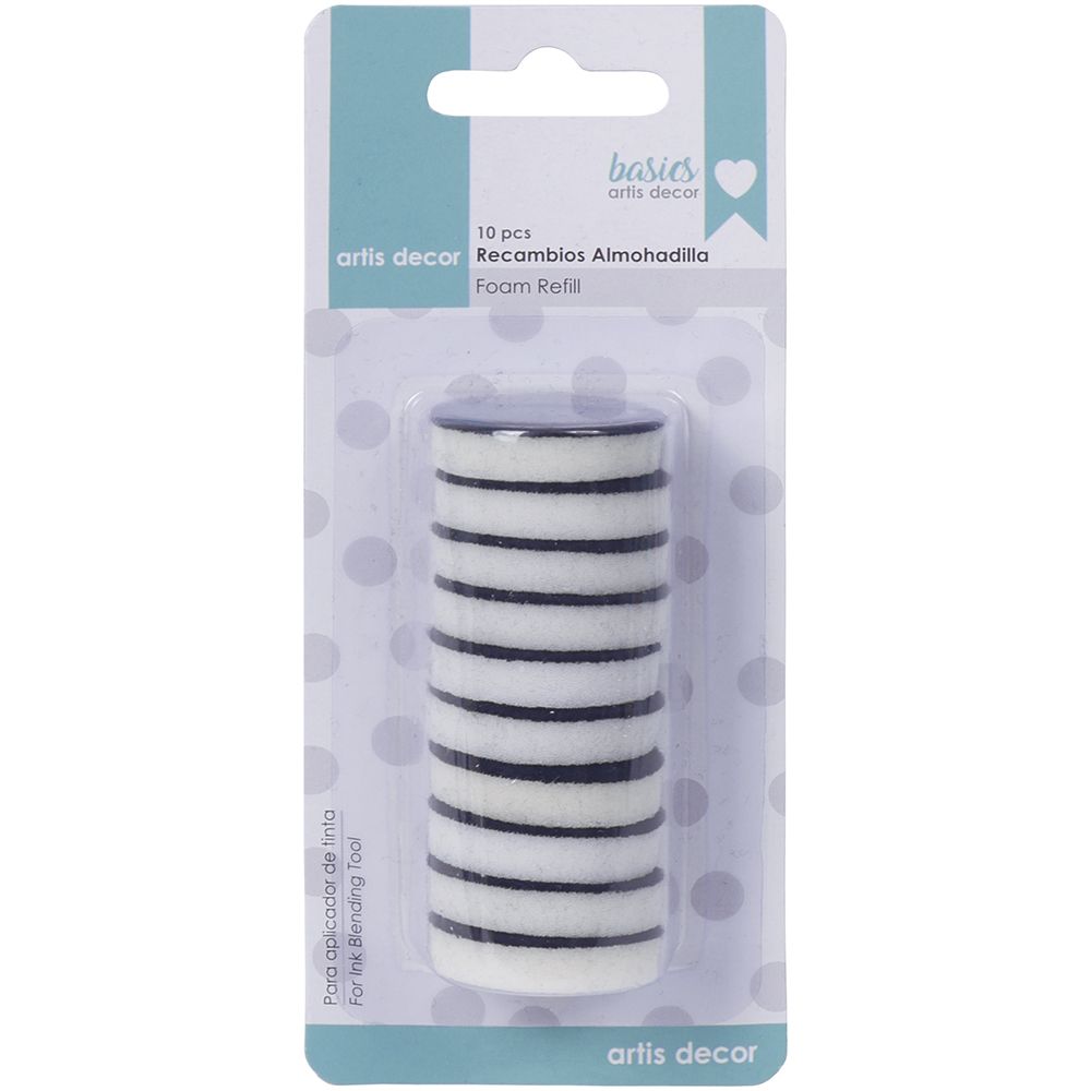 Pacote com 10 recambios para almofadilha brancos com riscas pretas da artis decor.