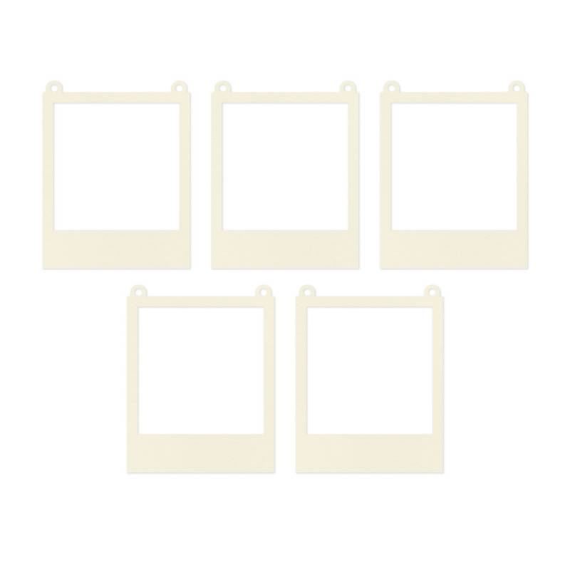 Cinco molduras tipo polaroid creme para pendurar