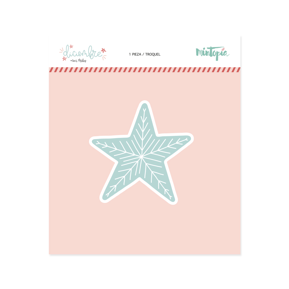 Peça decorativa azul em forma de estrela com padrão branco