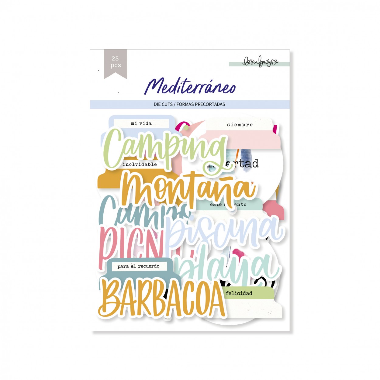 Formas pré-cortadas coloridas com palavras em espanhol para scrapbooking, pacote com 25 peças