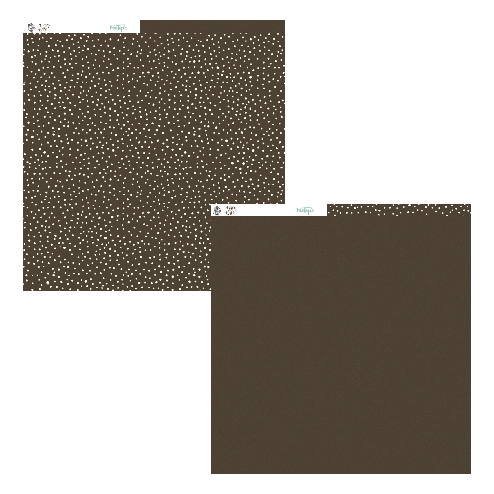 Dois lenços quadrados, um com padrão de pintas brancas e outro liso, ambos marrons