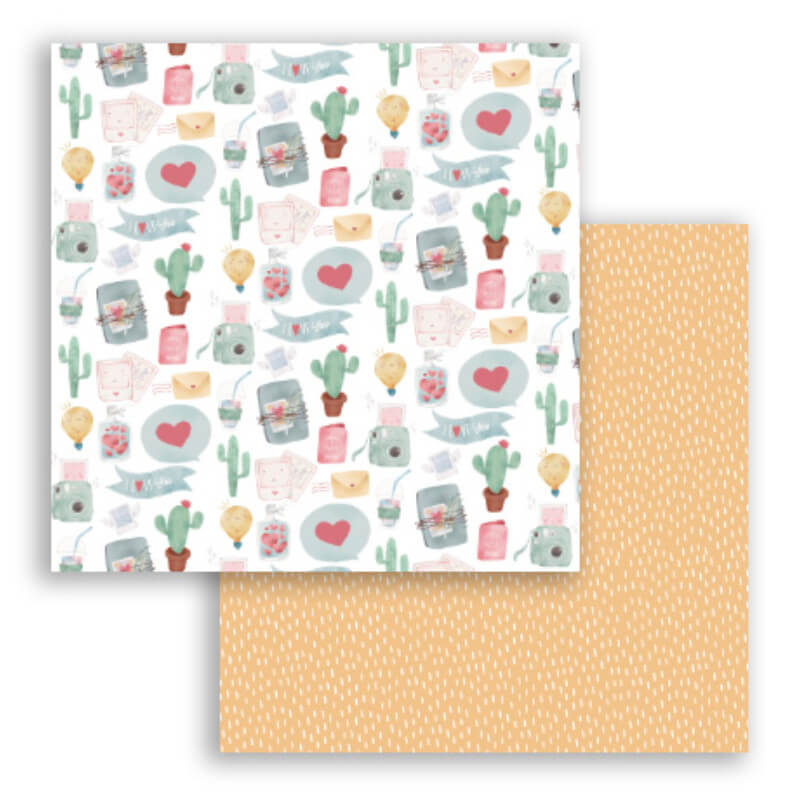 Duas folhas de papel decorativo com padrões coloridos e castanhos