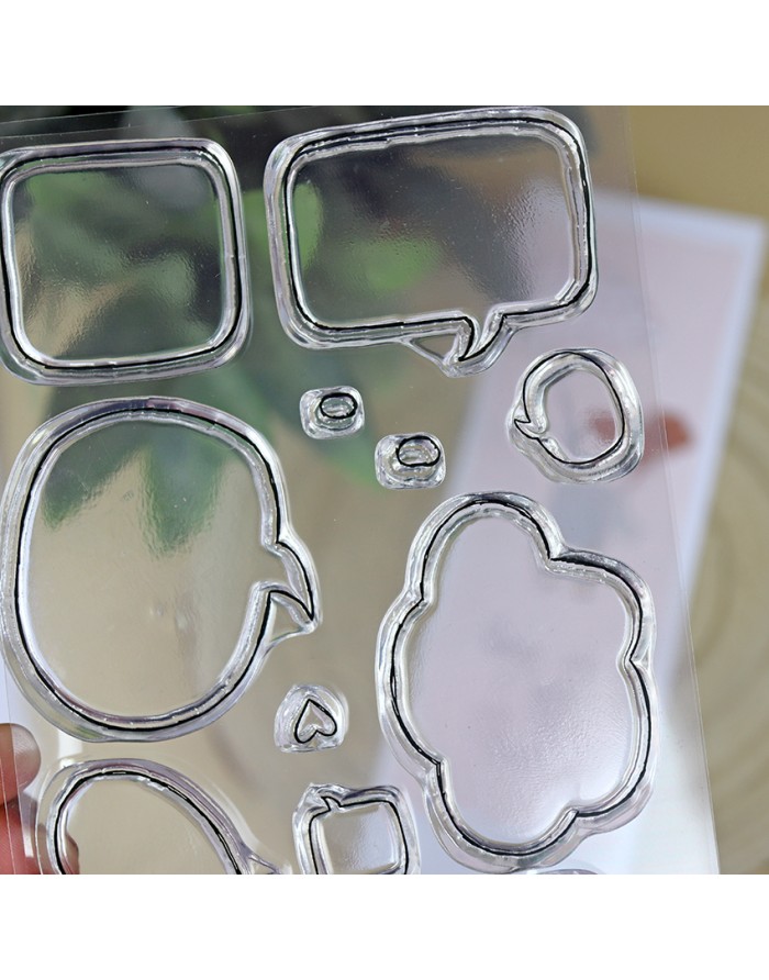 Conjunto de carimbos em silicone com formas de balões de fala